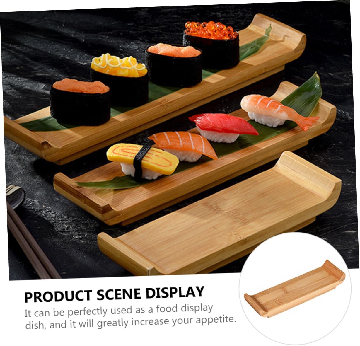 Xmas Bamboo Sushi Serving Tray Sashimi Dish Japanese Style