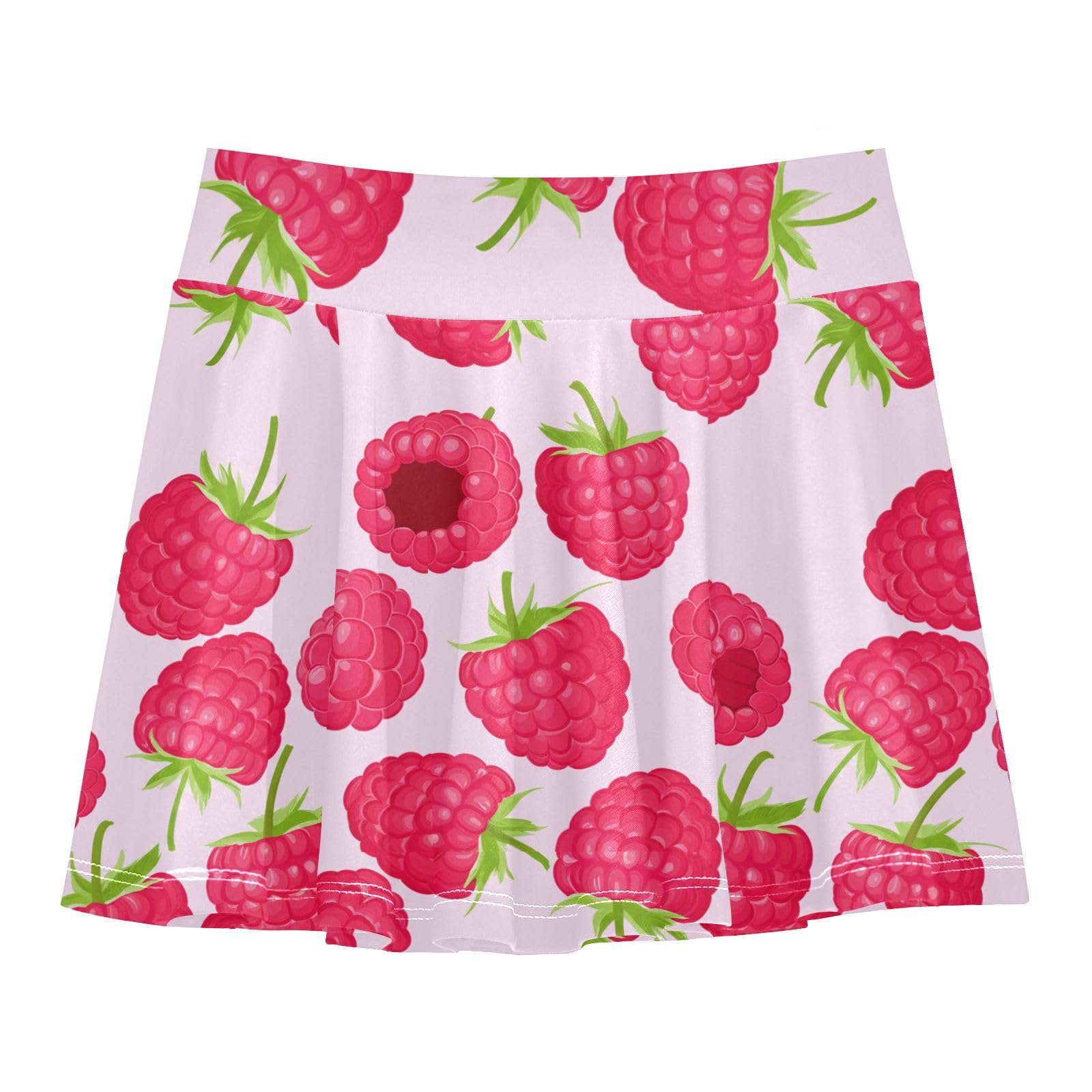 Tennis Skort for Girls Athletic Golf Skirts with Shorts Flowy Sport Cheer Skirt Red Raspberries Pink Size 11-12