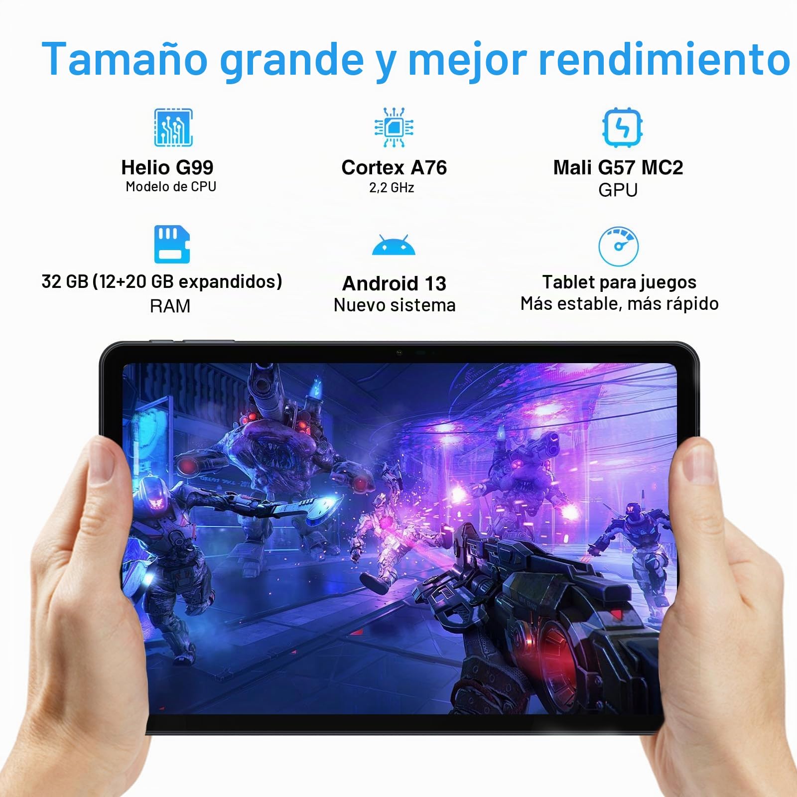 T30 Ultra Tablet PC, 32 GB Ram + 256 GB ROM (TF 2TB) Helio G99 Octa-Core, akku 8580mah, 11" 2.5K Pollici Tablette, TUV Certificado, 16MP + 8MP, Android 13, GPS Gescihts ID Japan Audio Gris