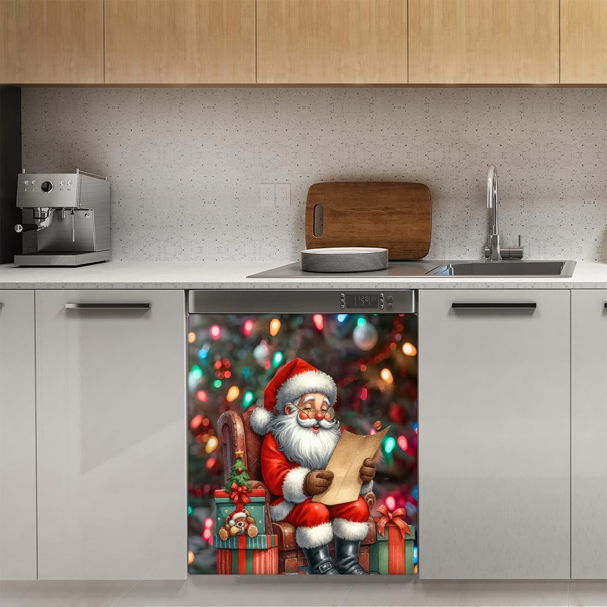 Christmas Old Man Dishwasher Magnet Cover, Dishwasher Panel Scratch Resistant Decorative Magnets for Home Kitchen Utensils Decal Refrigerator Decoration 23 x 26 Inch