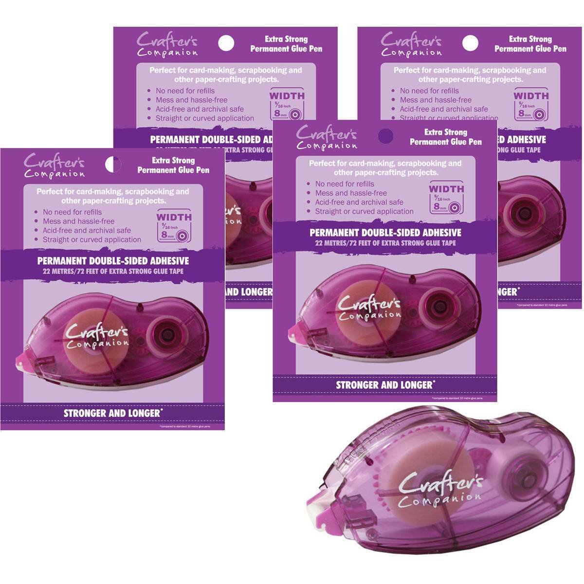 Crafter's Companion Purple Permanent Double Sided Tape Pen, (5)
