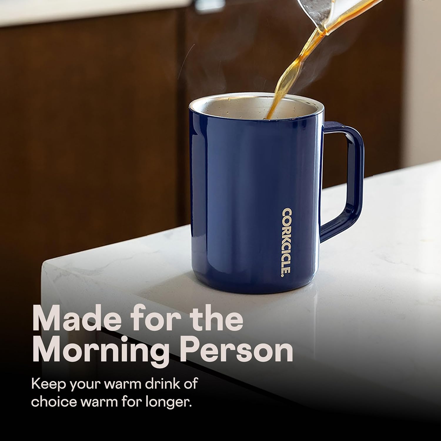 Corkcicle Classic Coffee Mug - Triple Insulated Stainless Steel for Travel - Shatter-Proof Lid - Keeps Drink Hot Over 3 Hours - Holiday Mug Gift - Great for Gifting - 16 oz - Gloss Midnight Navy - Image 6