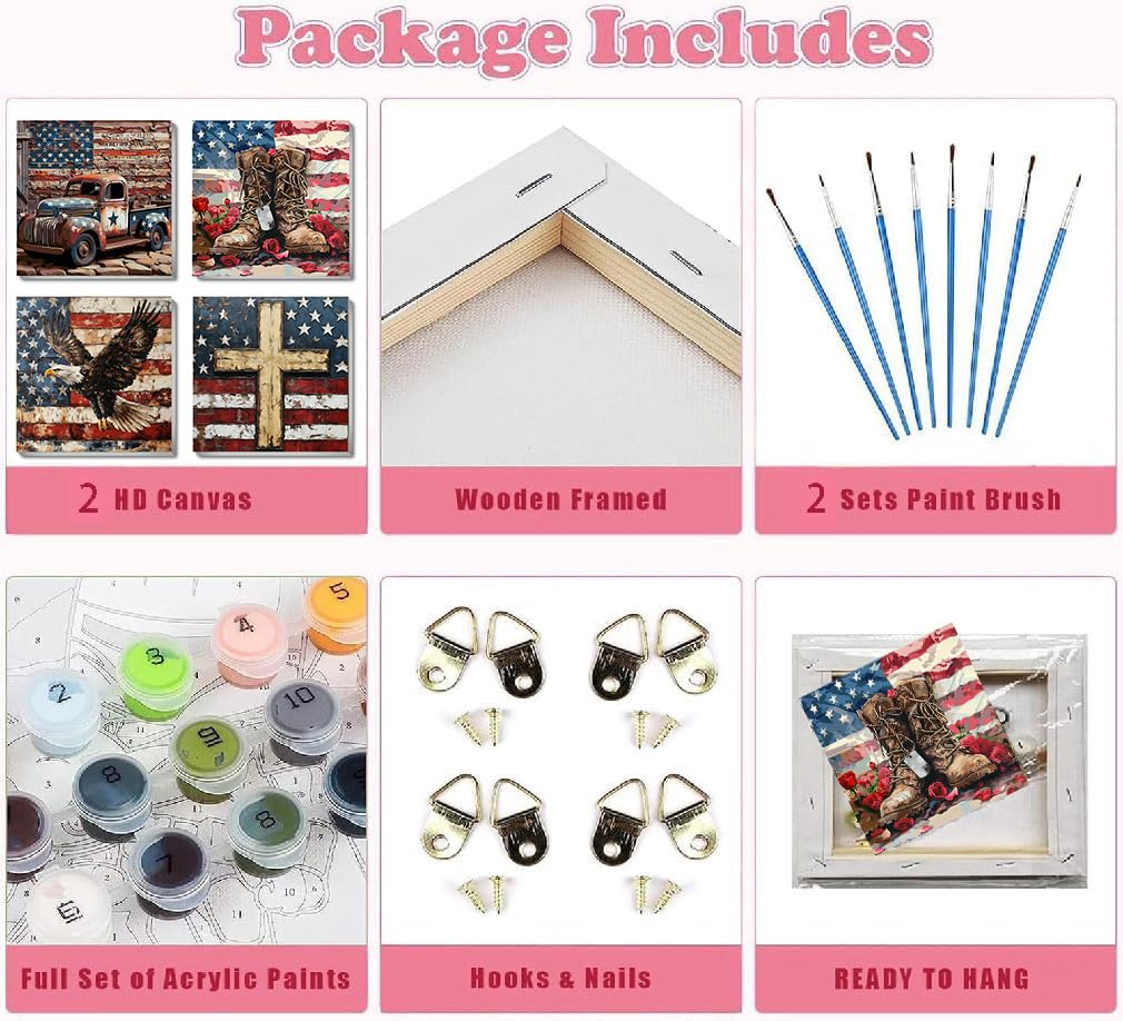 Amazon.com: 4 Pack Independence Day Paint by Numbers Kit for