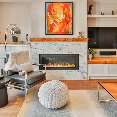 Miniatura 6 de Inserto de chimenea eléctrica, calentador de chimenea, llama ajustable, 750 W1400 W, calentador de chimenea, vidrio templado ultrafino, con control