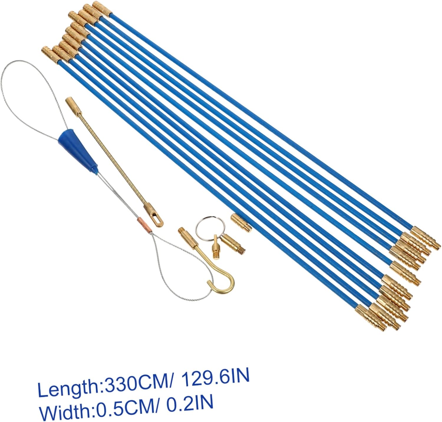 2 Sets Threader Electric Tools Glow Rods Fish Sticks Electl Duct Tape Clear Coaxial Fish Tape Kit Wire Fishing Blue Glass Fiber Tools Fiberglass Fish Tape Cable Puller