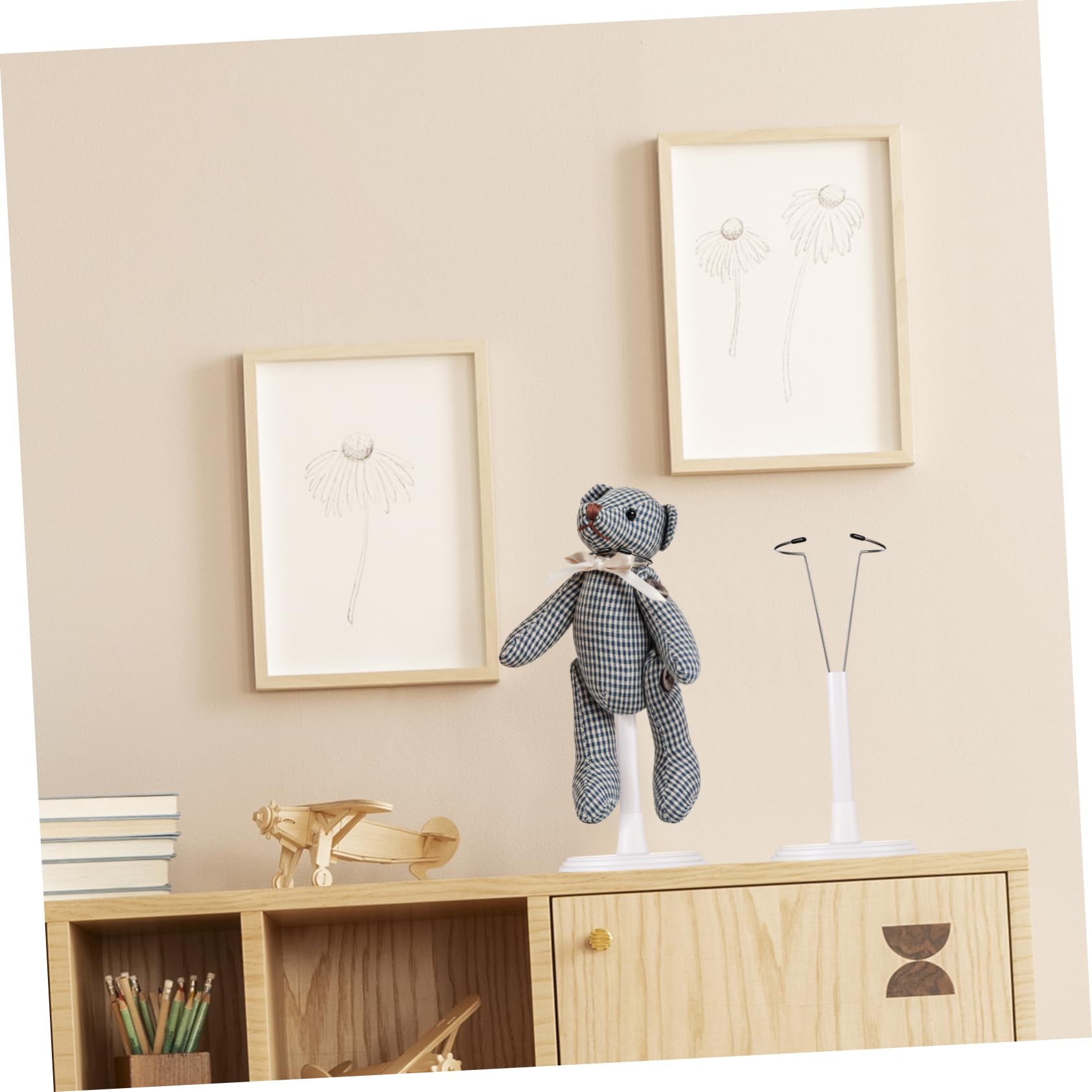 Toddmomy 2 Pcs Doll Holder Frame Rack Doll Bracket Fashion Descendants Toys Display Stand Figure Doll Stand Doll Stands for 8 Inch Dolls Doll Stand Display Holder Puppet White Base Storage - Image 2