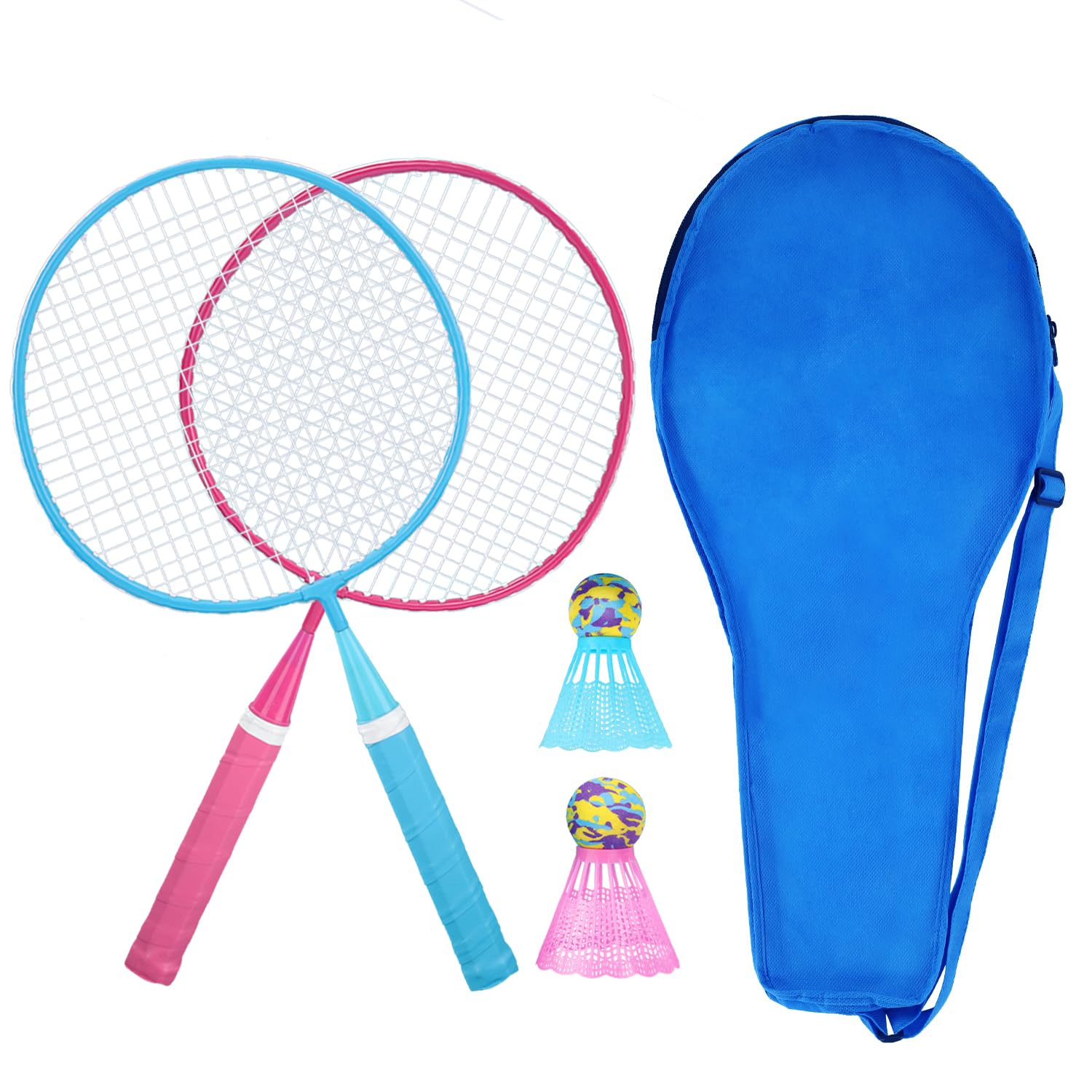 KH Shuttlecock Set Badminton Racket Set 2-4 Players for Adults Children, Lightweight and Sturdy Racket, Shuttlecocks and Carry Bag Included