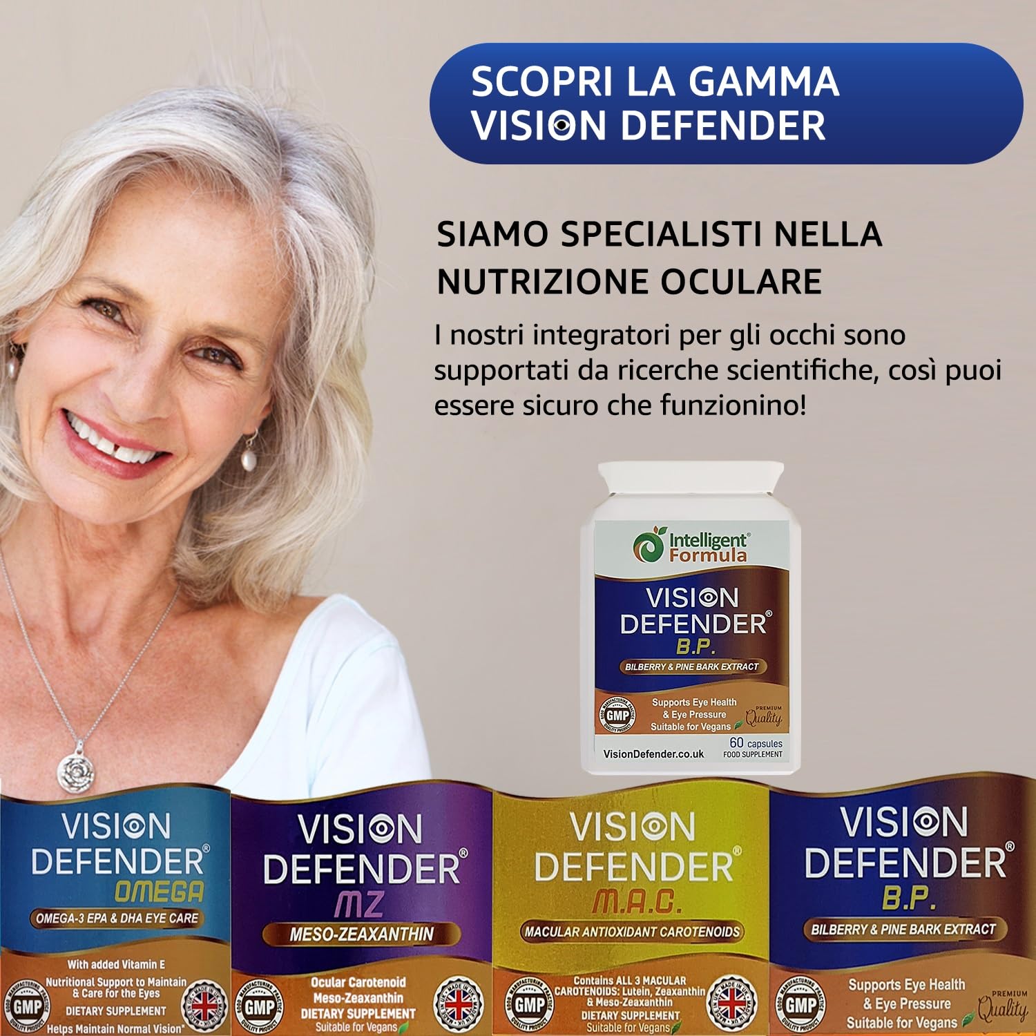 Supplemento di estratto di corteccia di mirtillo e pino: VISION DEFENDER BP– Antiossidanti Antociani e procianidine per la pressione oculare e il supporto per la salute degli occhi (60 capsule vegane)