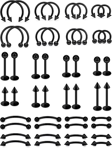 Xnsjeyy 20G Horseshoe Septum Nose Lip Rings Surgical Steel Tragus Forward Helix 