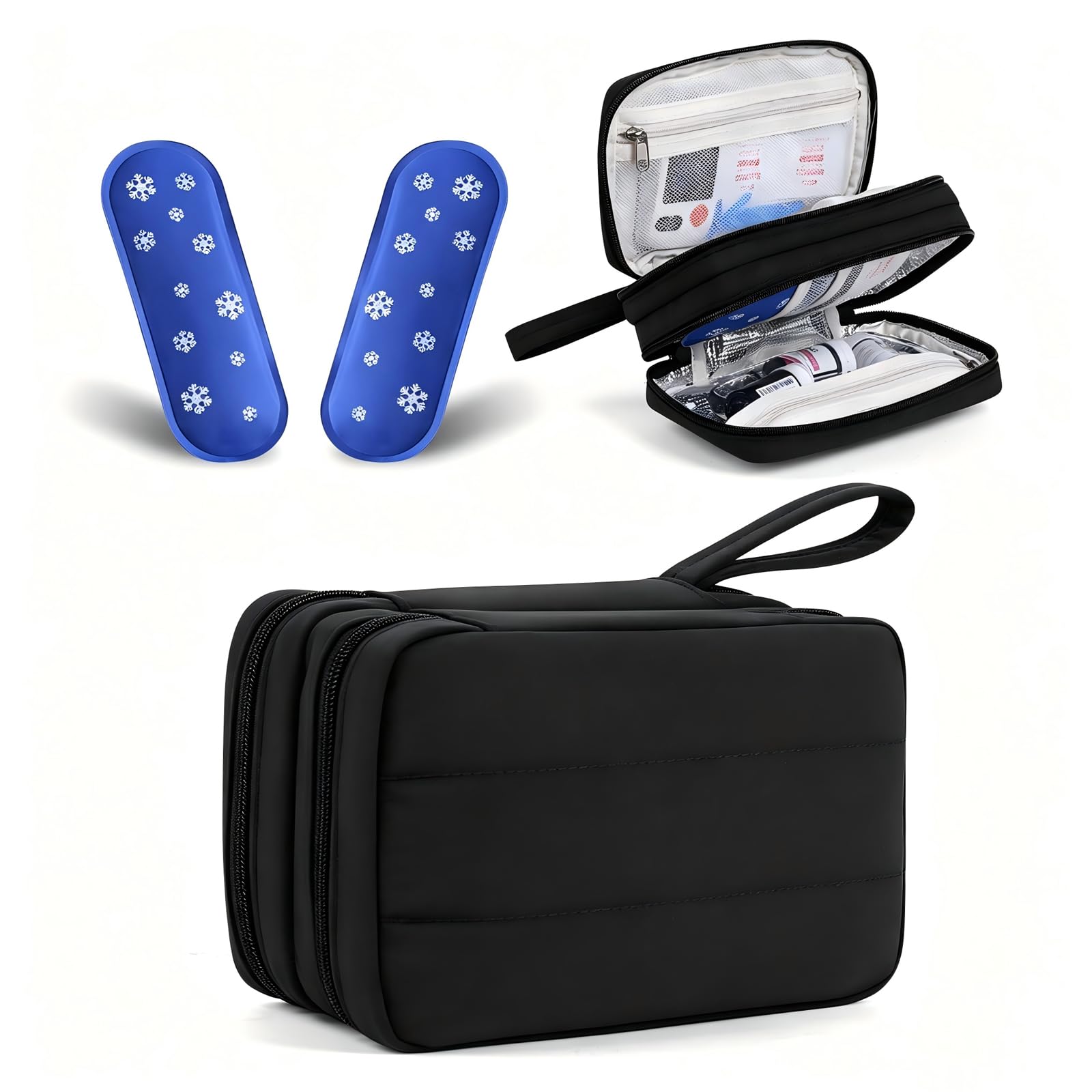 Diabetes Travel Bag with 2 Ice Pack, Insulin Cooler Travel Case