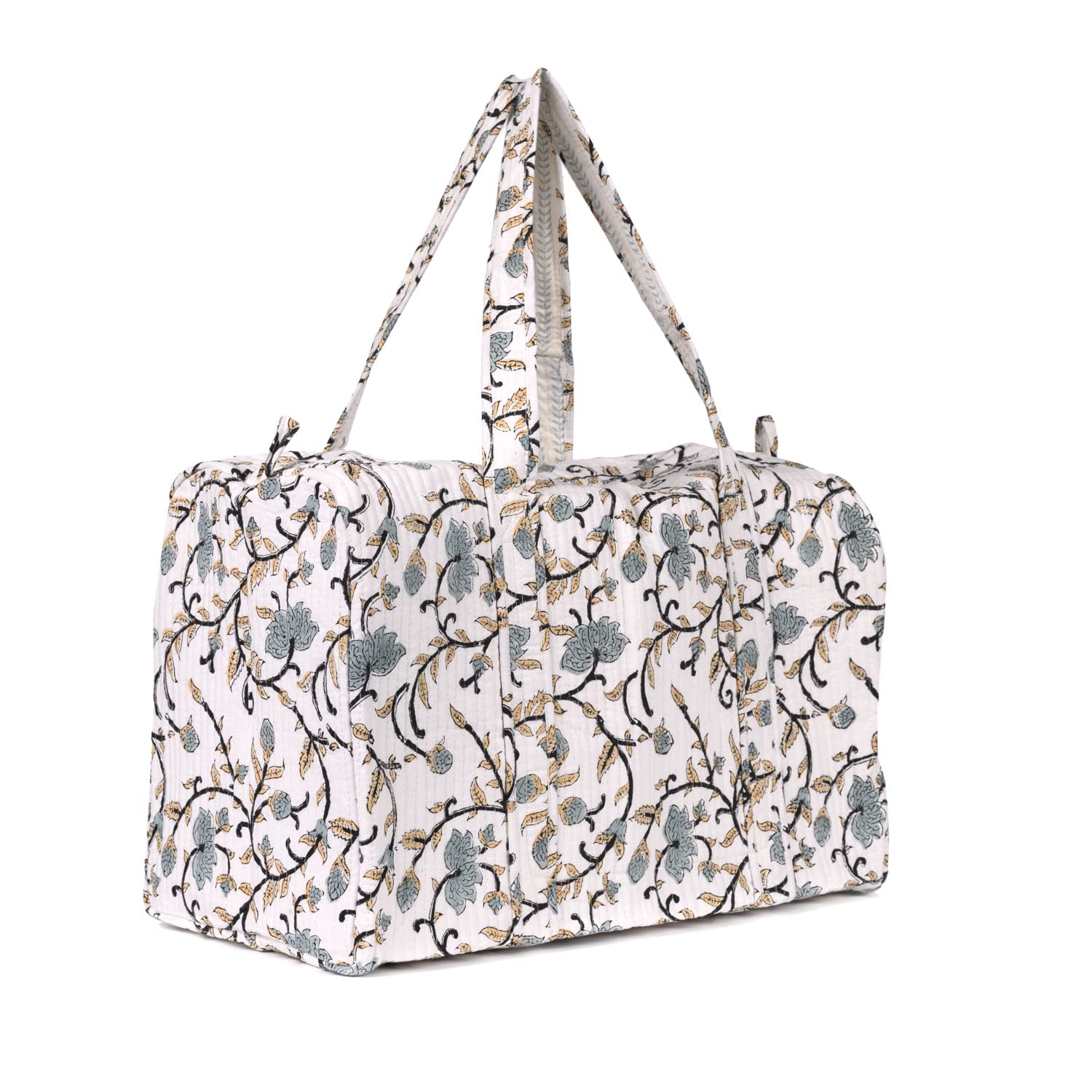 block n style Duffle Bag for Travel | 100% Cotton Handblock Printed Gym/Luggage Bag-Small (49 * 29 * 20 cm)-picture-40
