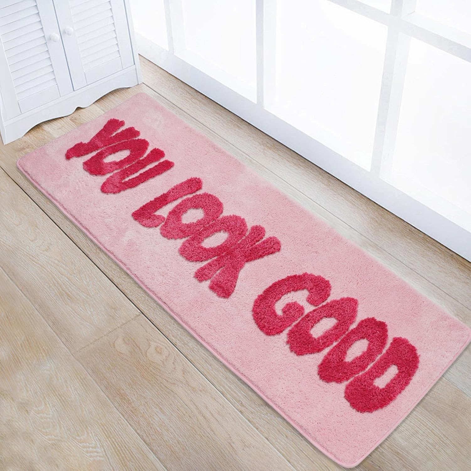 Alfombra Larga para baño, divertida decoración para bañera y ducha, diseño Original de 50 x 150 cm, felpudo antideslizante para dormitorio, Rosa Chiaro, 1'8 "x 5 '(Prisma Rettangolare)