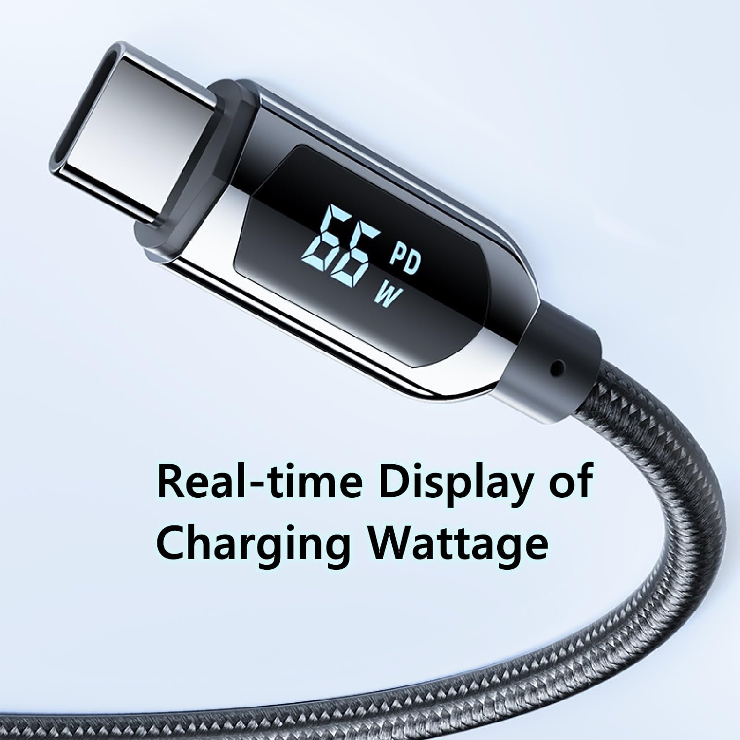 USB-A-auf-USB-C-Kabel, 1,2 m, Typ-C-Kabel mit LED-Display, Leistung Watt, max. 66 W schnelles Aufladen, USB-C-Kabel, kompatibel mit iPhone 15 Pro Max Plus, iPad, Galaxy S23, S22, Pixel, LG G6, Moto