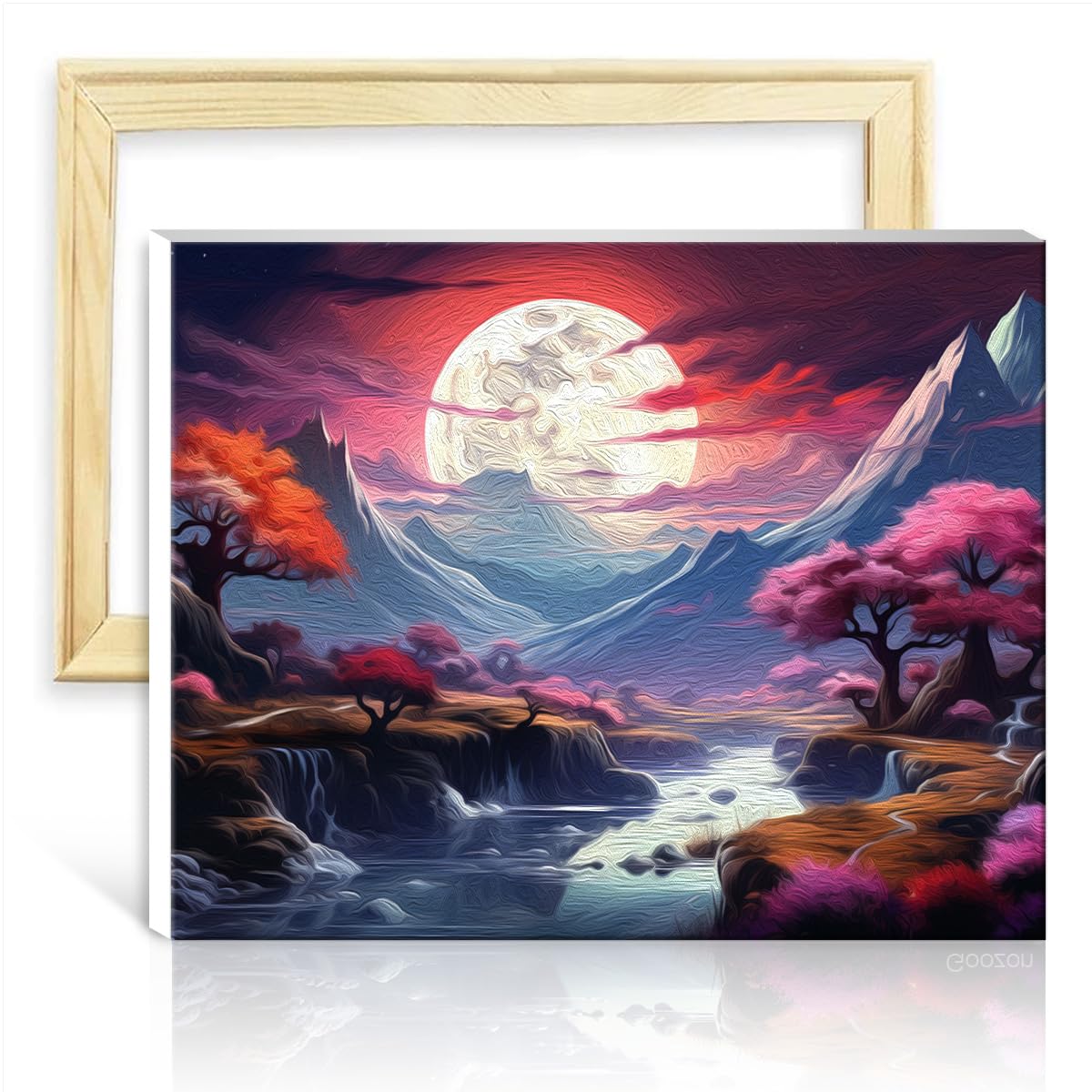TANGFEIY Oil Painting Paint by Numbers Kits Japanese Landscape Kids and Adults Paint by Number Kits with Brushes and Acrylic Pigment on Canvas No Frame(30x40cm)