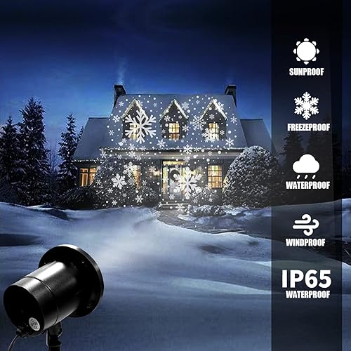 Miniatura 6 de Proyector de luces de Navidad al aire libre, luces de proyector de copo de nieve de Navidad, luces de proyector de nevadas de Navidad, luz LED