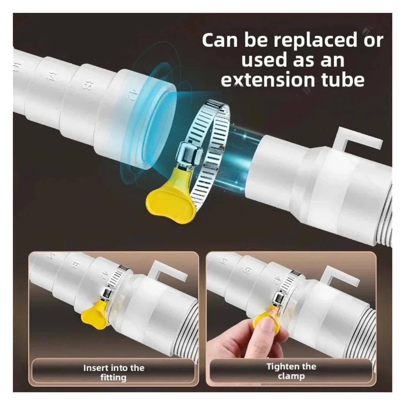 Tubo Di Scarico Flessibile for Lavatrice, Tubo Di Scarico Dell'acqua Da 4 M-8 M for Lavatrice Automatica E Uscita Di Scarico Del Lavandino(4m-1 set)