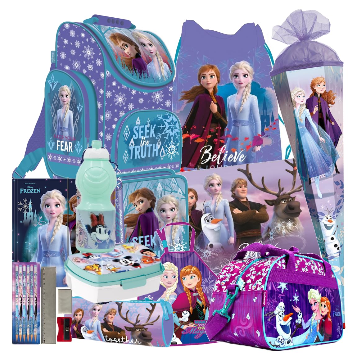FROZEN EISKÖNIGIN 20 Teile Set SCHULRANZEN Ranzen SCHULTÜTE 85 cm Tornister Schultasche mit Sticker-von-Kids4shop