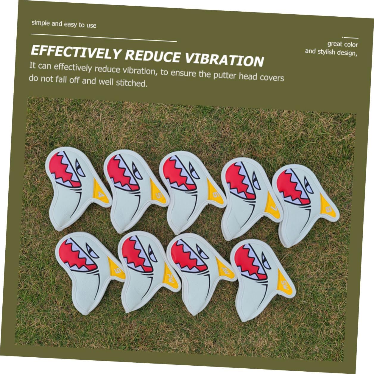 9Pcs Golf Club Head Covers Set White Professional Putter Cover Iron Head for Golf Accessories