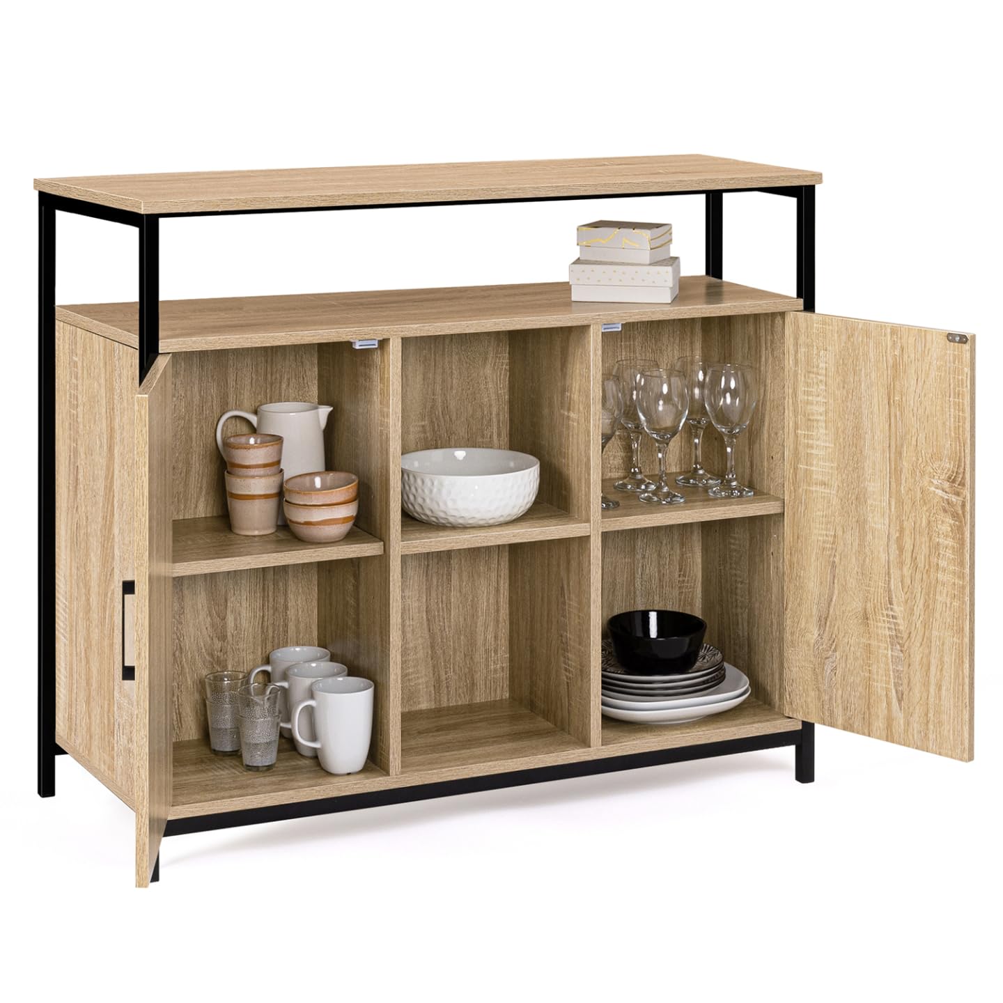 IDMarket - Aparador de 2 Puertas de 100 cm Detroit con estantes de diseño Industrial
