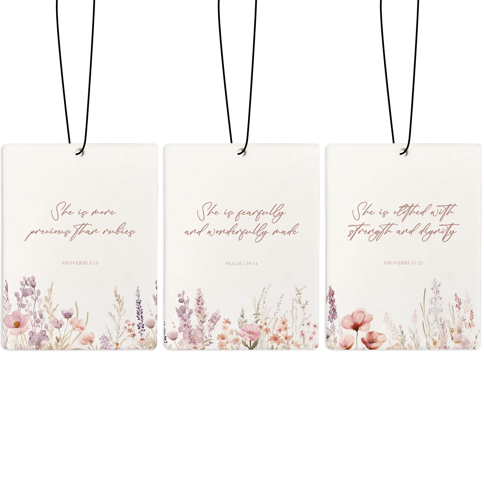 ZFQ Pink Floral Christian Car Air Freshener, Bible Verses Air Freshener Hanging 3 Pcs for Cars Closet Drawer or Books, Religious Christian God Car