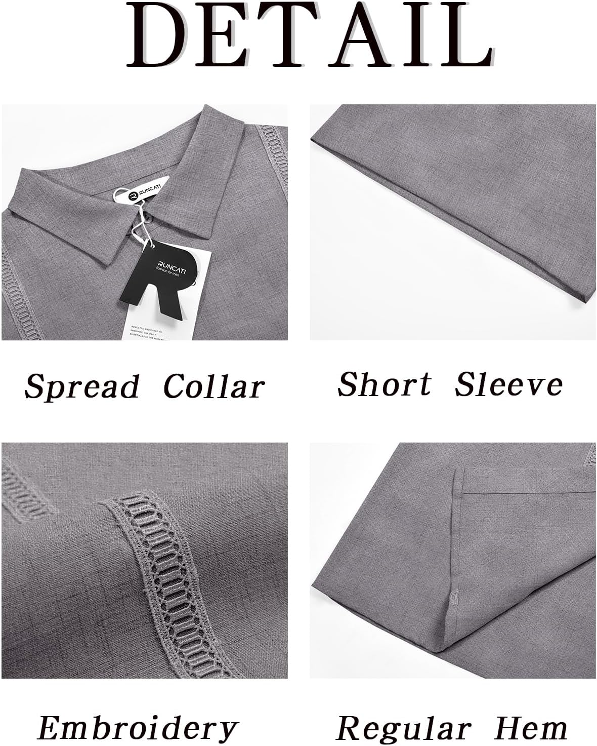 Runcati Mens Button Down Guayabera Shirts Short Sleeve Cuban Casual Summer Linen Shirt Beach Mexican Hippie Wedding Tops - Image 5