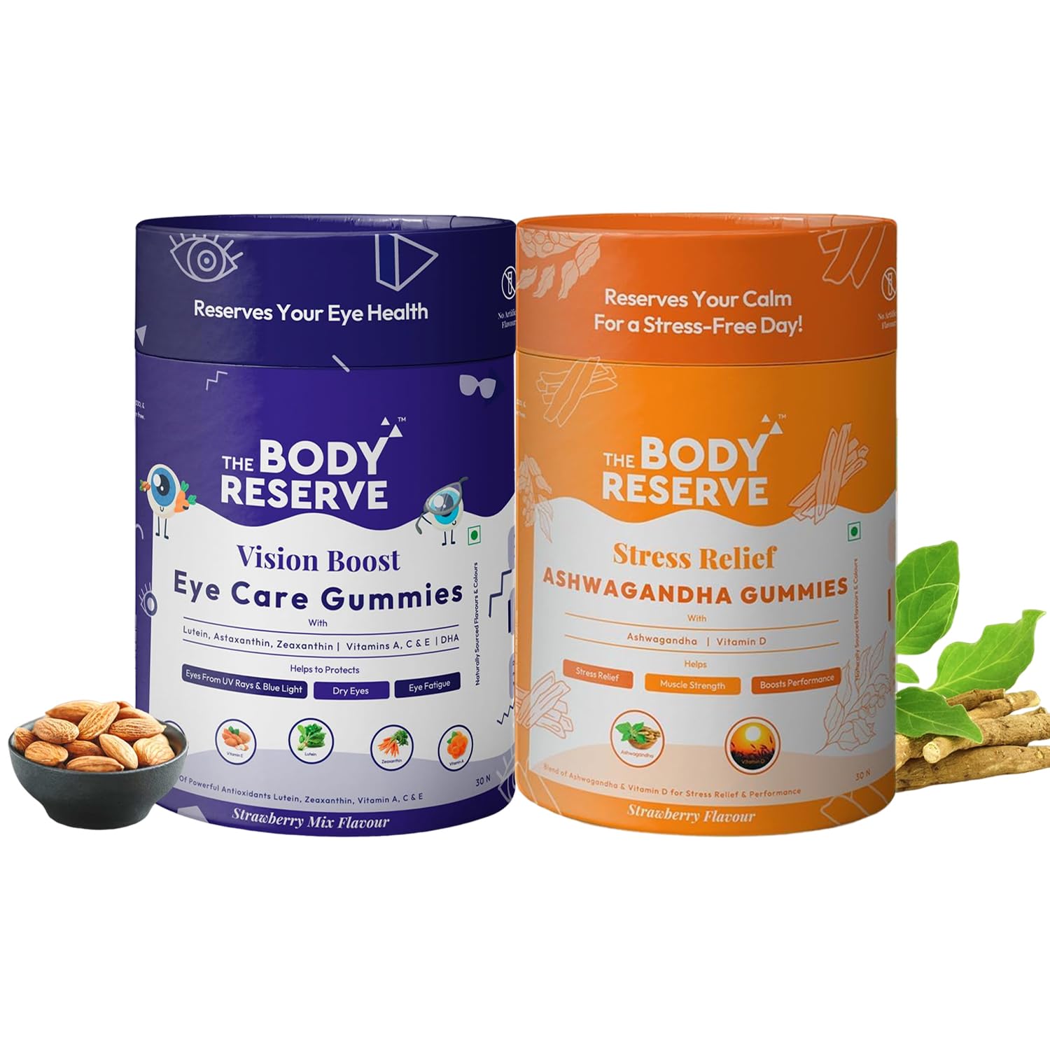 The Body Reserve Ashwagandha Gummies With Eye Care Gummies Combo For Men Women Strawberry Flavours Stress Reduce Gummies With Vision Promotes and Blue Light Protects Gummies, 30 Each, Pack of 2 (B0CPPW2YM9) Amazon Price History, Amazon Price Tracker