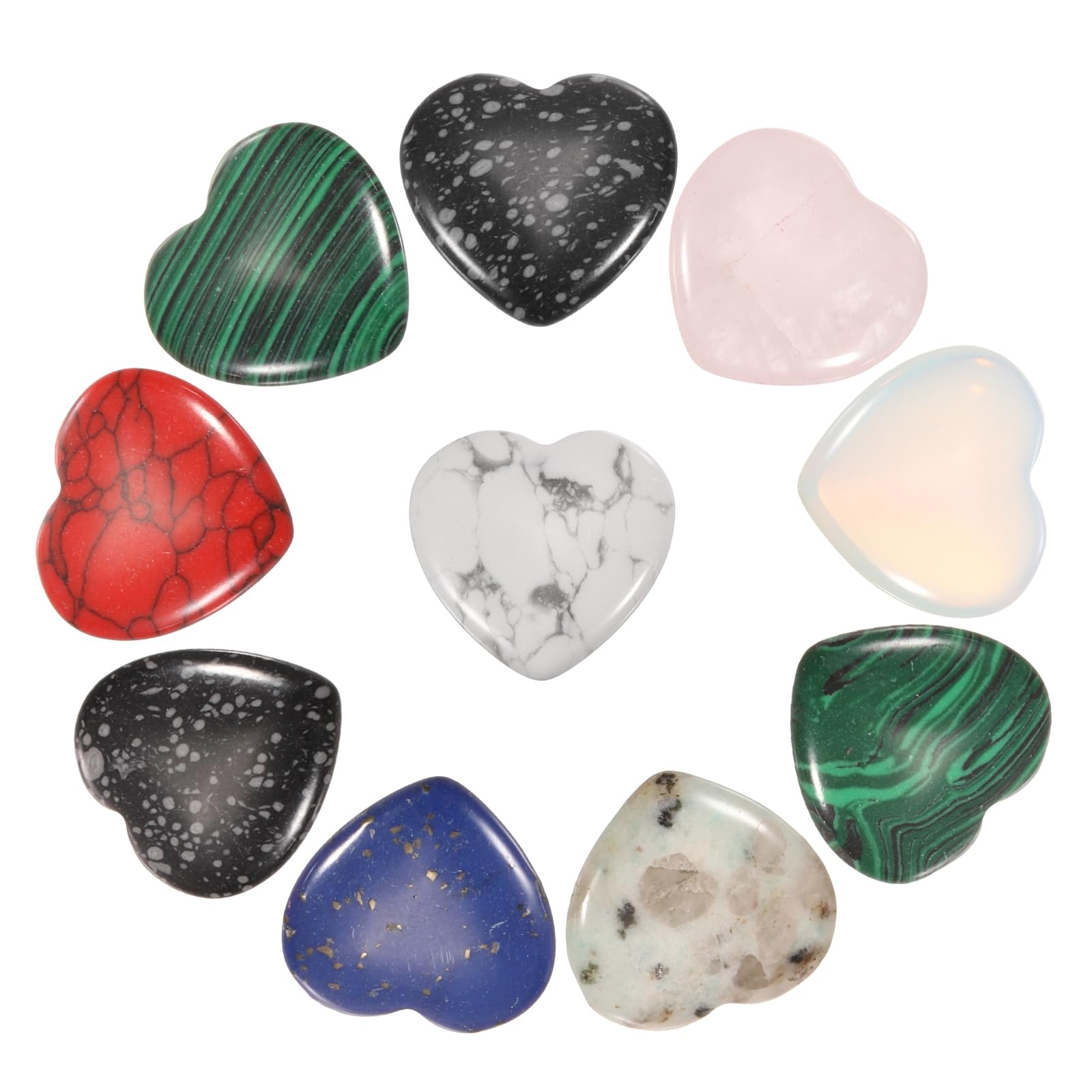 PATIKIL 10Pcs Natural Heart Shaped Crystal Stone, 0.8" Polished Love Gemstone Crystal