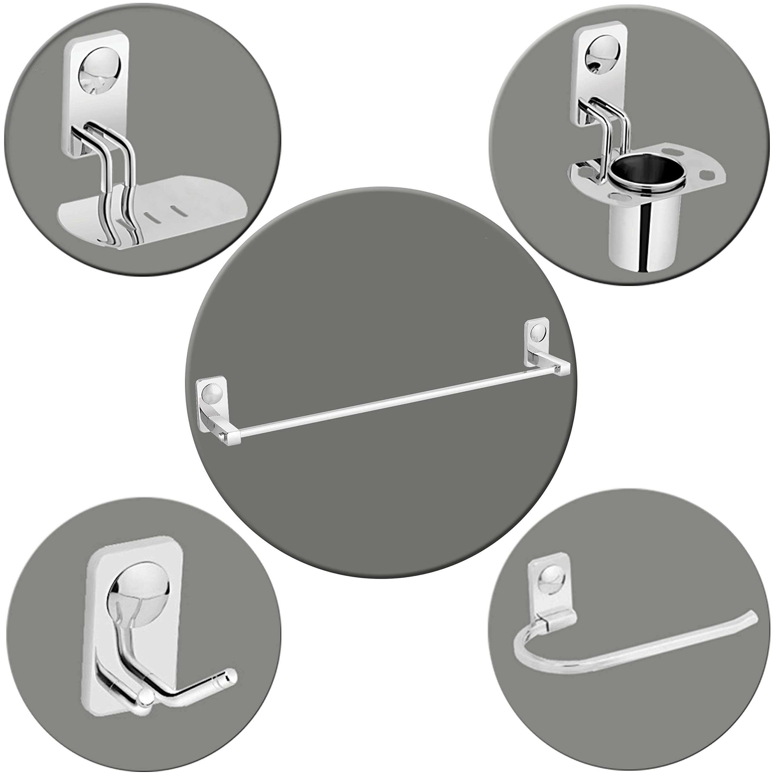 Plantex Stainless Steel Bathroom Accessories Set/Bathroom Hanger for Towel/Towel Bar/Napkin Ring/Tumbler Holder/Soap Dish/Robe Hook (Pack of 5) (B08Z7MYNW8) Amazon Price History, Amazon Price Tracker