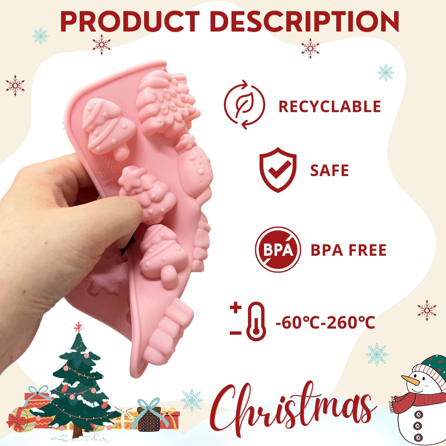 Molde Horneado Navidad 4 Unidades Molde De Silicona Para árbol De Navidad - Ideal Para Fondant, Chocolate Y Caramelos, 4 Cavidades Molde árbol Navidad Fondant Chocolate