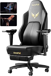 AutoFull M6 Gaming Chair, Ergonomic Office Chair with Dynamic Lumbar Support, 6D Adjustable Armrests and Footrest（Black）