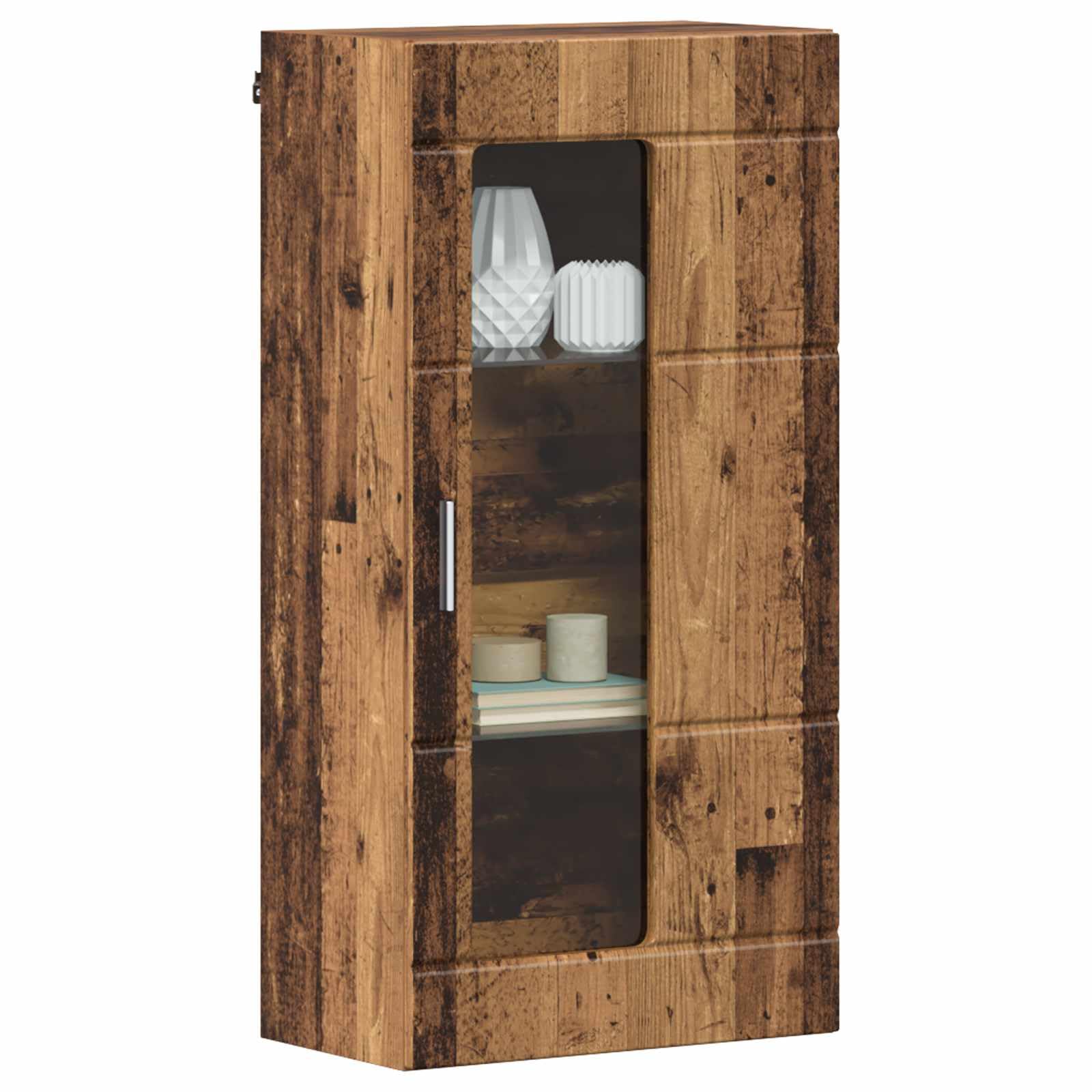 Armadio in legno anticato con 1 anta e 2 ripiani, mobile per soggiorno, casa, ufficio, opaco, rettangolare, robusto, versatile, per interni, pratico