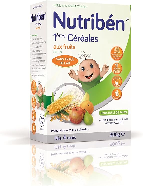 Nutriben Bouillie Bebe Instantanee 1eres Cereales Aux Fruits Sans Gluten Elaboree Lait Des 4 Mois 300 G 1 Unite Amazon Fr Epicerie