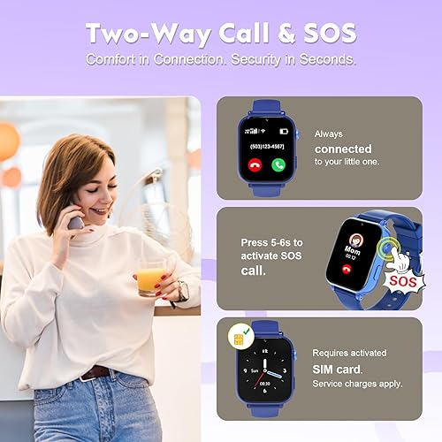 Miniatura 3 de Reloj inteligente 4G para niños y niñas con rastreador GPS, reloj inteligente para niños, llamada telefónica, videollamada SOS para niños, regalo de