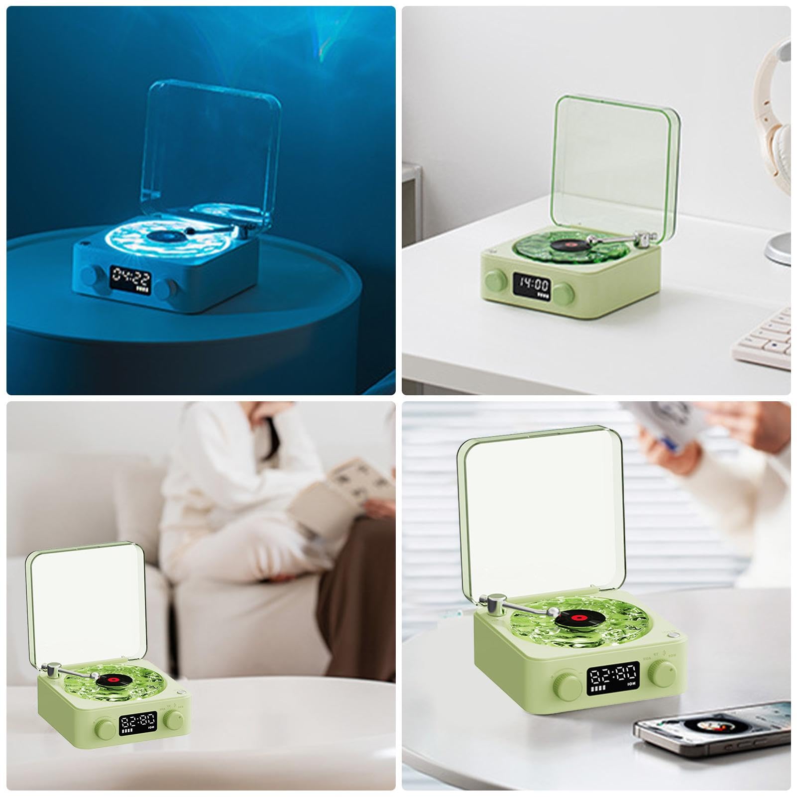 Giradischi Vintage - Giradischi in Vinile, Giradischi con illuminazione | regolabile Btt | Giradischi ABS trasparente con ad acqua dal design elegante, giradischi da 1500 ma con altoparlanti per
