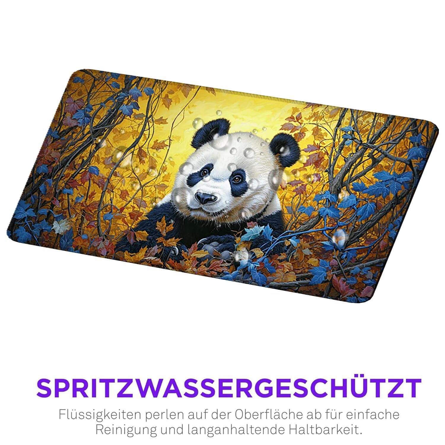 Gaming Mauspad 1200 x 600 mm XXL Gaming Mousepad Verlängertes Großes Mauspad Schreibtischauflage, Genähte Kanten Mousepad, Rutschfeste Gummibasis,Schreibtisch Schutz für Home Office (Tiere Panda) Z237