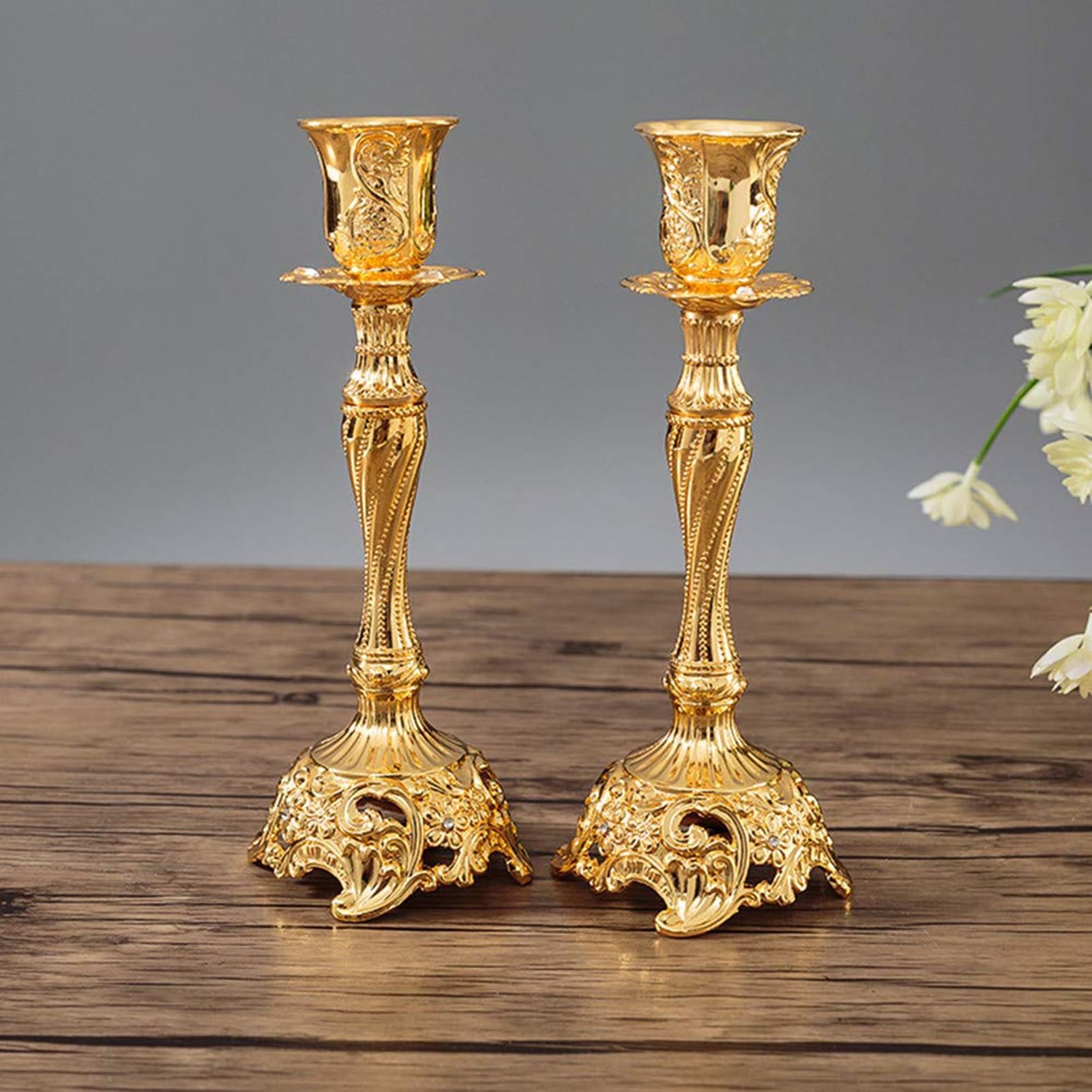 2PCS Candlestick - Gold Candle Holder, Metal Taper Candle Holder, Aromatherapy Holders, Shabbat Candlesticks, For LED & Wax Candles, Incense Cones, Spa, Weddings