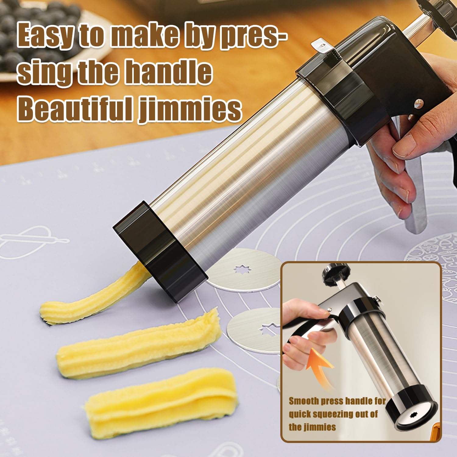 Pressa per Biscotti, Sparabiscotti,Pressa per Pasticceria, Macchina per Biscotti Professionale， con 16 Sagome, 8 Beccucci, Pistola per Dolci in Acciaio Inox Spara Biscotti Professionali