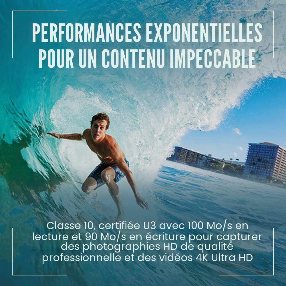 PNY 256GB Pro Elite C10 U3 V30 A2 microSDXC Carte Mémoire Flash