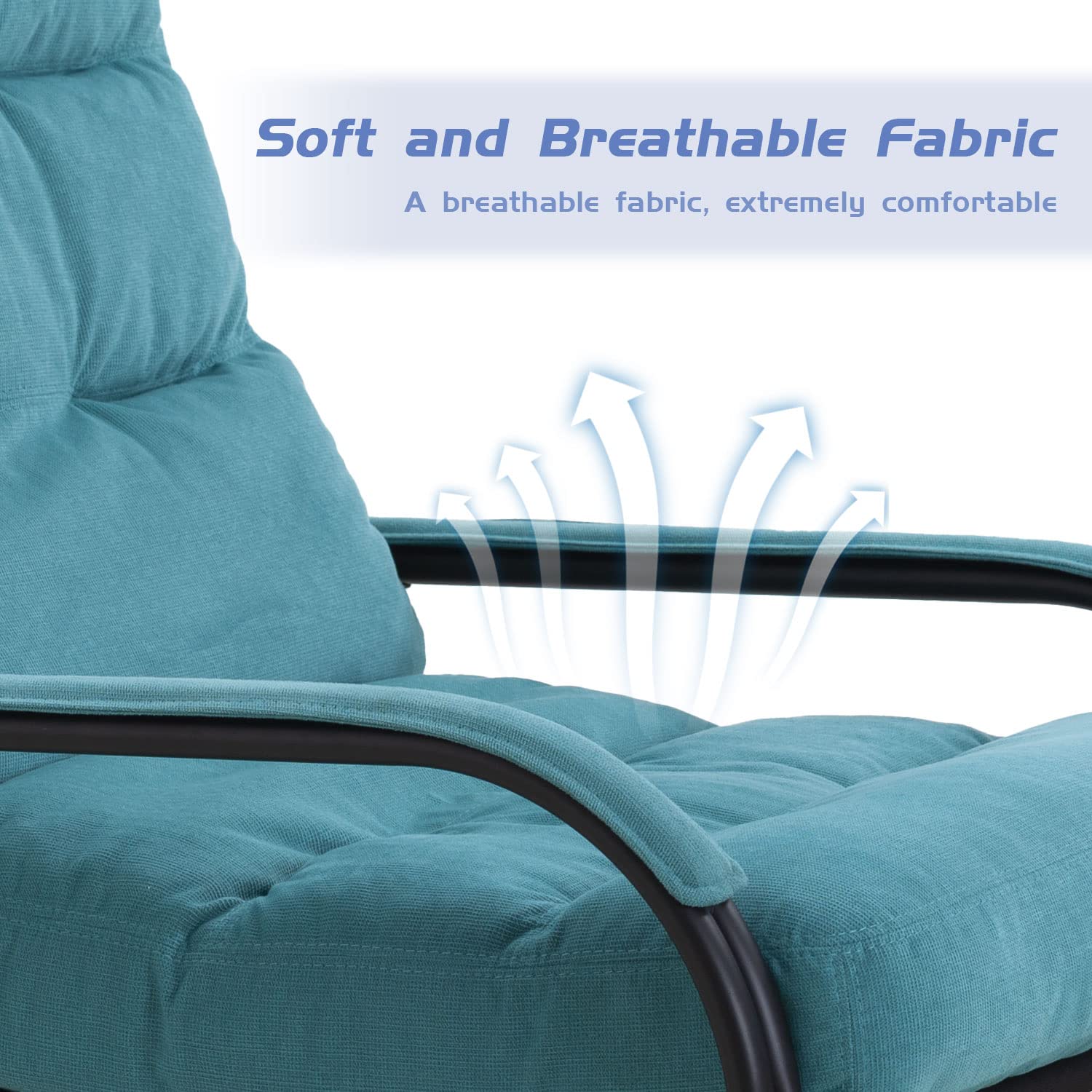 LyuHome Lounge Chair Indoor with Arm, Overstuffed Accent Chair Adjustable Backrest,Fabric Leisure Chair with Arm Metal Frame for Living Room Bedroom Green