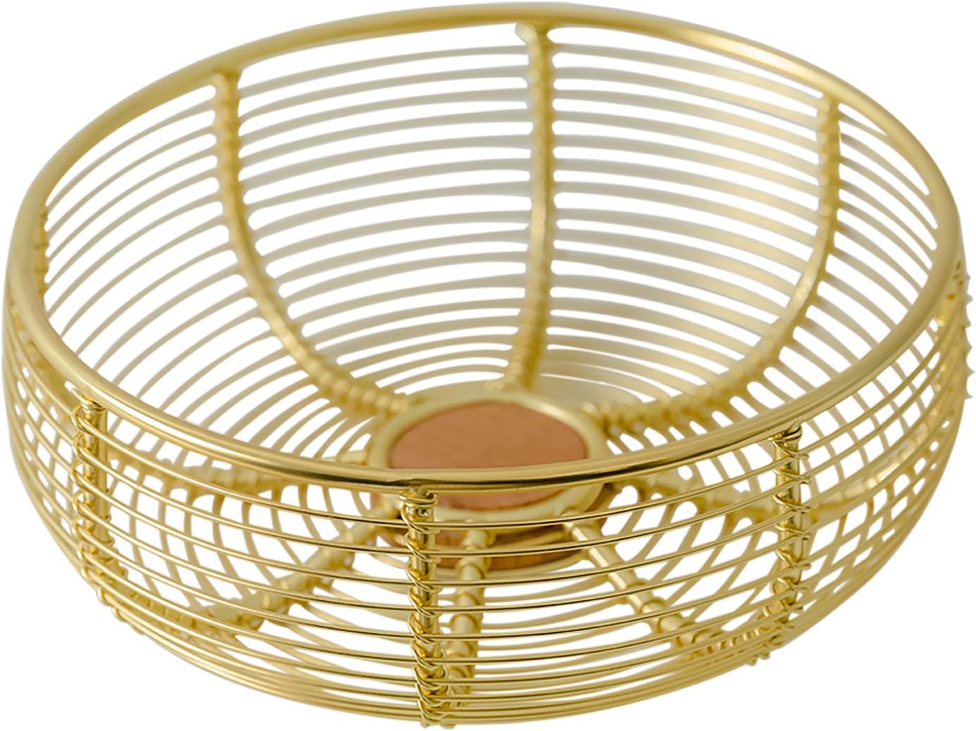 Nakko Handmade Gold Wire Fruit Bowl Basket Holder Stand, Hemisphere Modern Decorative Style Storage for Kitchen Counter, Dining Room, Cabinet and Pantry - Gold Plated