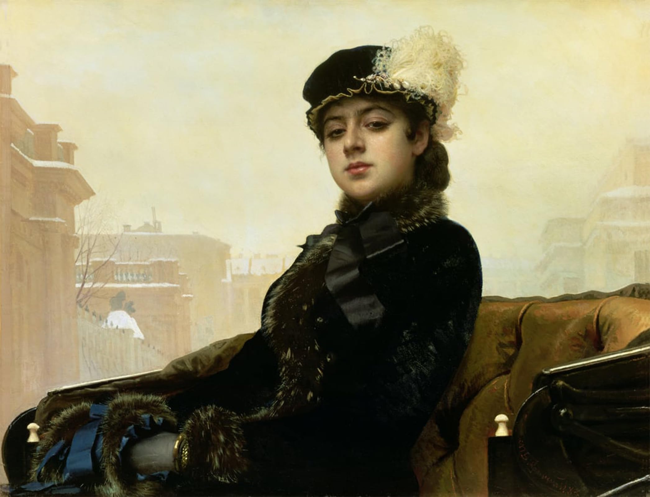 ARTXLXXBN Famous Painting Canvas Artwork Graffiti Print Portrait of an Woman by Ivan Nikolaevich Kramskoy Portrait Canvas Image for Home Decor 60x90cm