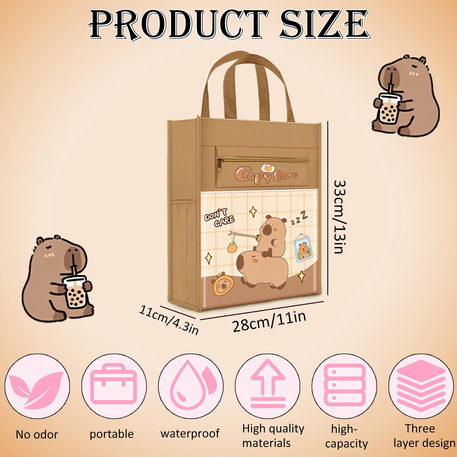 JYJLLM book Document Organizer bag Personalized School Tote with Handle File Pouch Reader (coffee), A4 compatible - Image 2