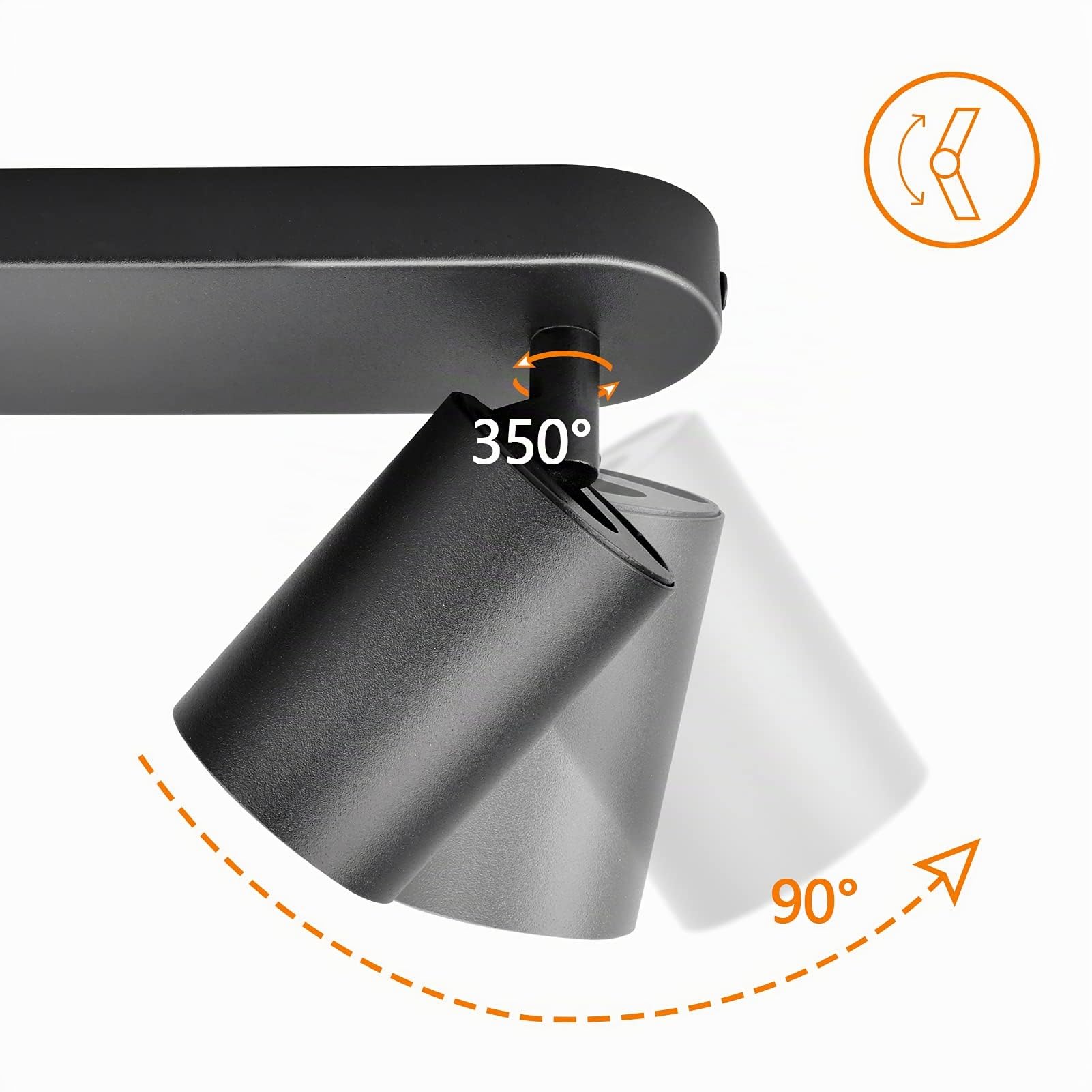 KYOTECH Plafonnier LED 2 Spots Orientables 2 GU10 Spots de plafond Pivotants & Orientables,Applique murale LED Noir mat,livré sans ampoules