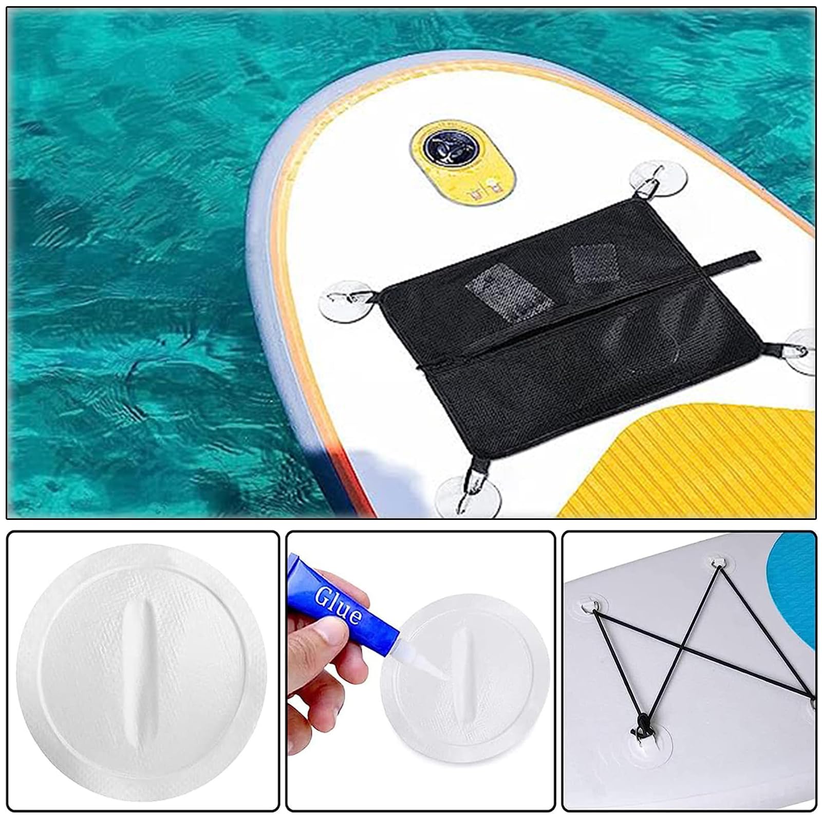 OIGWBPH 4 Pièces Anneau En D Patch Pour Kayak SUP - D-Ring PVC 8cm Pour Bateau Gonflable Et Planche