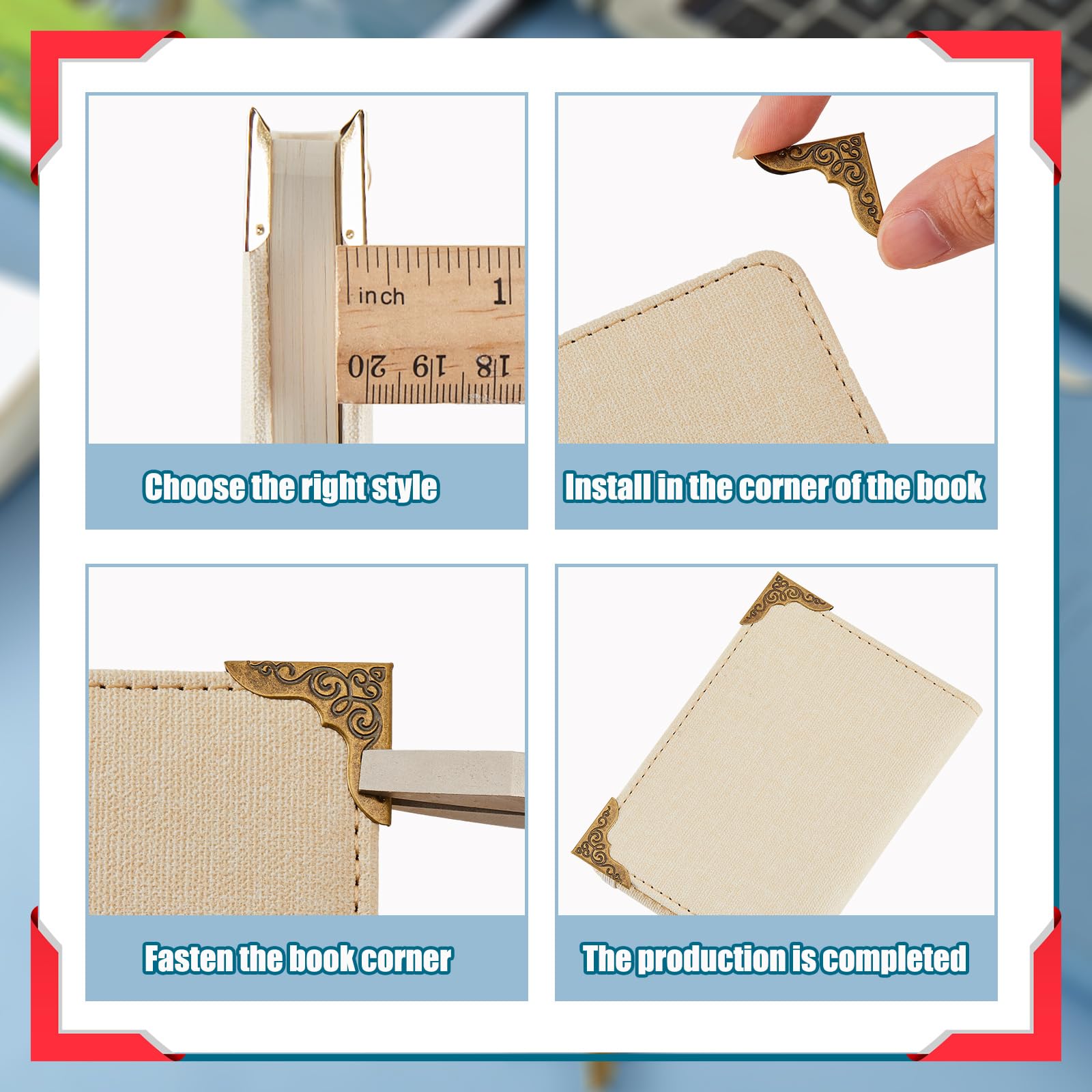Snapklik.com : 160 Pieces Book Corner Protectors Metal For Paperbacks ...