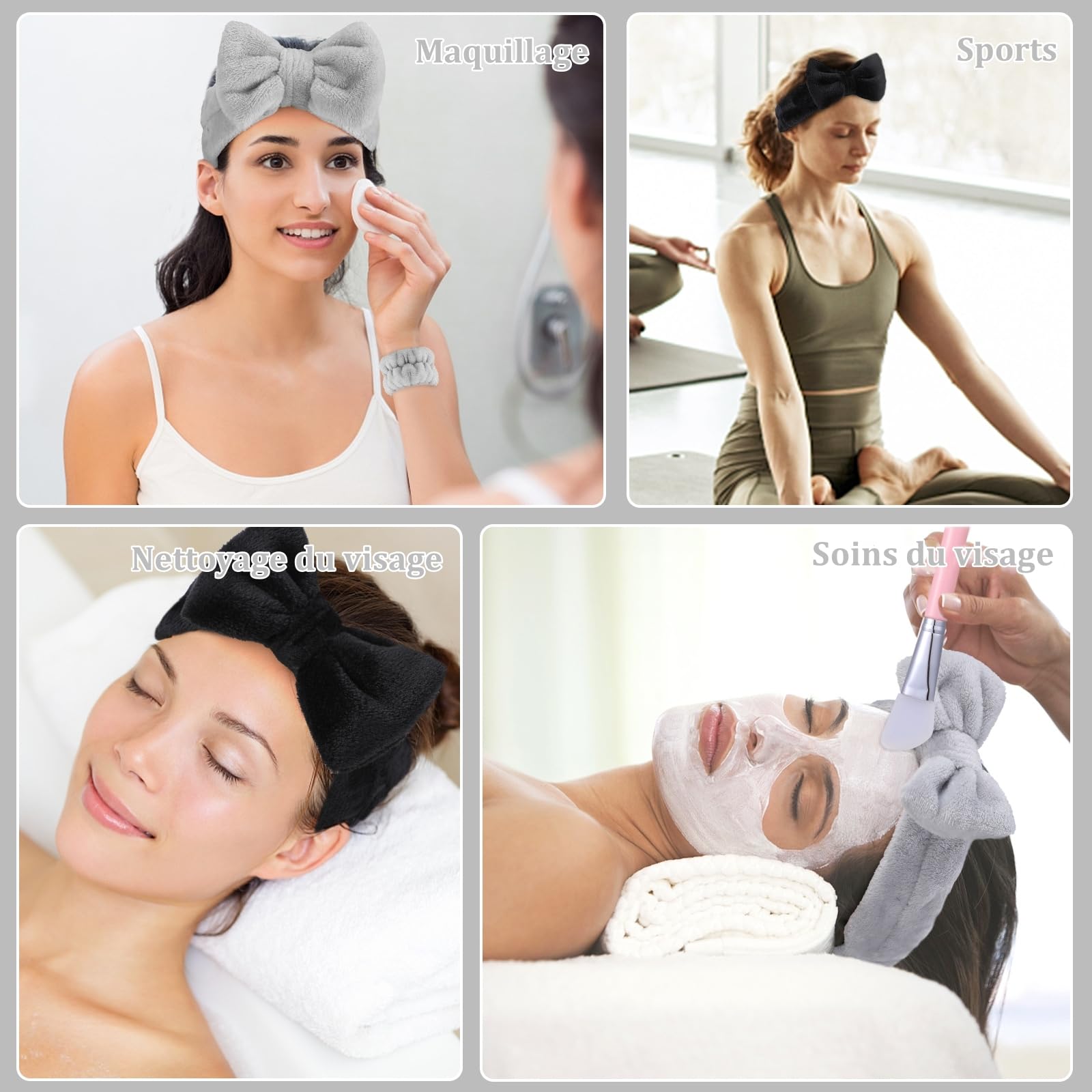 3 Pezzi Fasce per Lavaggio di Viso Fascia di Testa e Braccialetto da Polso Assorbenti Face Wash Braccialetti Fascia Elastica Fascia Viso Spa per