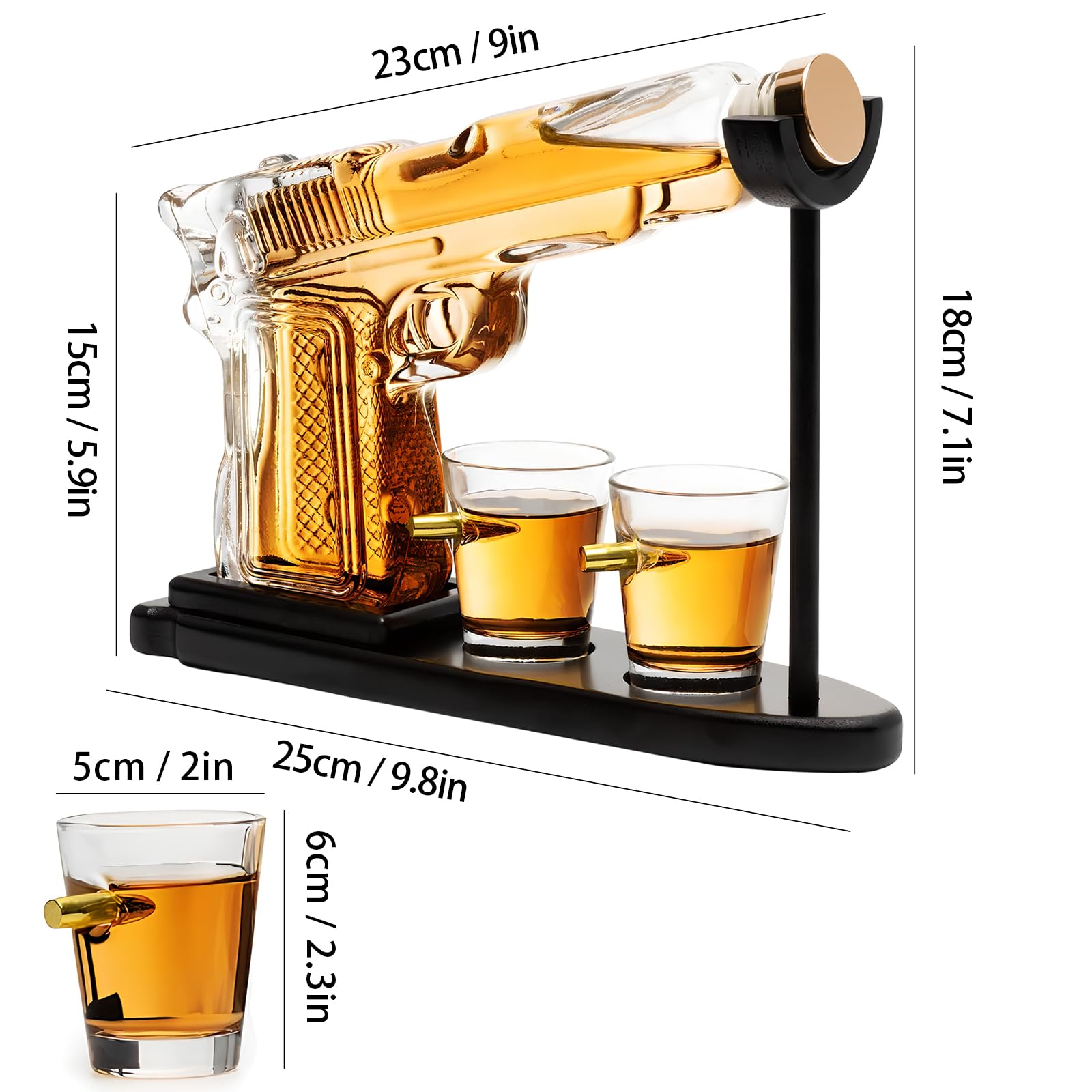 Carafe Whisky, Carafe à Whisky, Verre à Whisky, Carafe à Whisky Pistolet, Carafe Pistolet Rhum, Coffret Whisky Cadeau Homme, Cadeau Anniversaire Homme