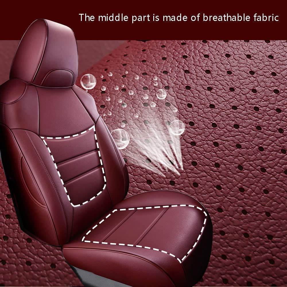 CocheFamilia Custom Fit RAV4 Car Seat Covers for Select Toyota RAV4 2019 2020 2021 2022 2023 2024 2025 LE,XLE,XLE Premium,Limited - Full Set,Leather(Burgundy)