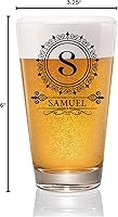 Vista 6 de PREZZY Vaso de cerveza con letra S con inicial vintage, vasos para beber con nombre del alfabeto A-Z, taza de cerveza de 16 onzas, regalos
