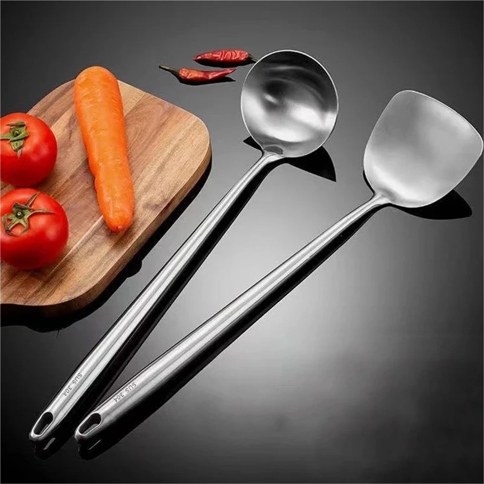 3er-Set (6 Stück) Wok-Spatel aus Edelstahl 304 Für Küchen Und Schränke